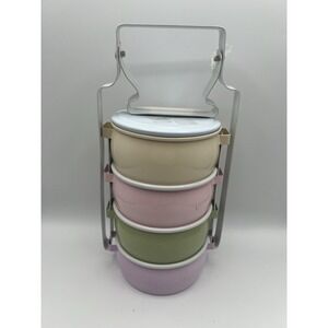 Pinto Lunch Box Thai Food Carrier Container Bento Enamelware Traditional Vintage